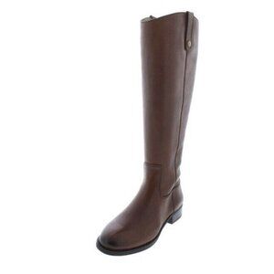 INC International Concepts Fawne Wide Calf Cognac Leather Riding‎ Boots SZ 5.5M